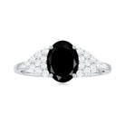 1.9 Carat Lab Grown Black Diamond Oval Engagement Ring with White Diamond AAAA ( Synthetic ) - Rosec Jewels