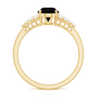 1.9 Carat Lab Grown Black Diamond Oval Engagement Ring with White Diamond AAAA ( Synthetic ) - Rosec Jewels