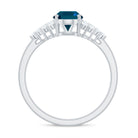 6X8mm Oval Cut London Blue Topaz Classic Engagement Ring with Diamond AAA - Rosec Jewels