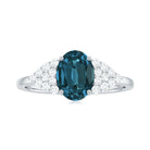 6X8mm Oval Cut London Blue Topaz Classic Engagement Ring with Diamond AAA - Rosec Jewels