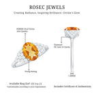 Natural Yellow Citrine Oval Engagement Ring with Diamond Side Stones AAA - Rosec Jewels