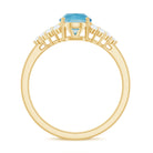 Solitaire 1 Carat Aquamarine Oval Engagement Ring with Diamond Cluster AAA - Rosec Jewels