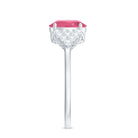 Classic Pink Tourmaline Solitaire Ring with Diamond AAA - Rosec Jewels