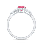 Classic Pink Tourmaline Solitaire Ring with Diamond AAA - Rosec Jewels