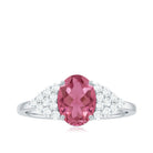 Classic Pink Tourmaline Solitaire Ring with Diamond AAA - Rosec Jewels