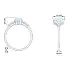 1 CT Oval Cut Moonstone Solitaire Ring with Diamond Accent AAA - Rosec Jewels