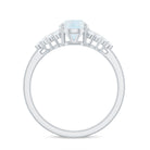 1 CT Oval Cut Moonstone Solitaire Ring with Diamond Accent AAA - Rosec Jewels