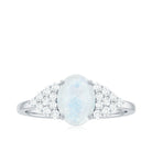 1 CT Oval Cut Moonstone Solitaire Ring with Diamond Accent AAA - Rosec Jewels
