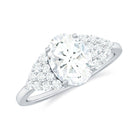 Rosec Jewels-6X8 MM Oval Moissanite Engagement Ring with Cluster Side Stones