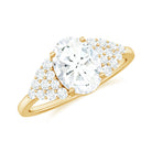 Rosec Jewels-6X8 MM Oval Moissanite Engagement Ring with Cluster Side Stones