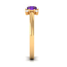 Natural Oval Amethyst 3 Stone Promise Ring with Diamond AAA - Rosec Jewels