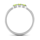 3/4 CT Oval Cut Peridot Three Stone Ring with Diamond Stones AAA - Rosec Jewels
