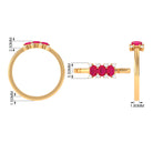 Oval Ruby Three Stone Promise Ring with Diamond AAA - Rosec Jewels