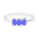Rosec Jewels-Oval Cut Tanzanite Three Stone Ring with Diamond