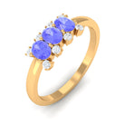Rosec Jewels-Oval Cut Tanzanite Three Stone Ring with Diamond