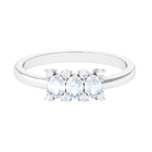 1 CT Oval Cut Moonstone Three Stone Ring with Diamond AAA - Rosec Jewels