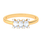 1 CT Oval Cut Moonstone Three Stone Ring with Diamond AAA - Rosec Jewels