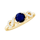 Real 0.9 Carat Blue Sapphire Infinity Promise Ring with Diamond AAA - Rosec Jewels