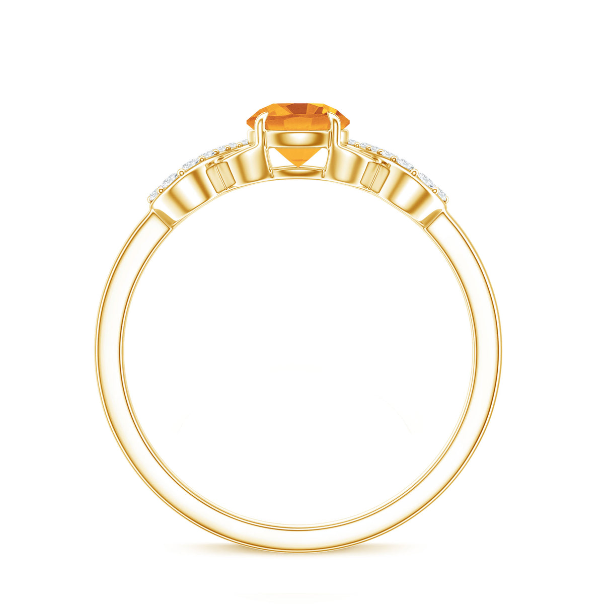 Certified Natural Citrine Infinity Promise Ring with Diamonds AAA - Rosec Jewels
