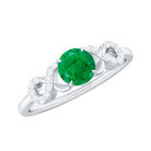 Real Emerald Diamond Promise Engagement Ring with Criss Cross Shank AAA - Rosec Jewels