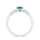 Real Emerald Diamond Promise Engagement Ring with Criss Cross Shank AAA - Rosec Jewels