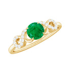 Real Emerald Diamond Promise Engagement Ring with Criss Cross Shank AAA - Rosec Jewels
