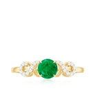 Real Emerald Diamond Promise Engagement Ring with Criss Cross Shank AAA - Rosec Jewels