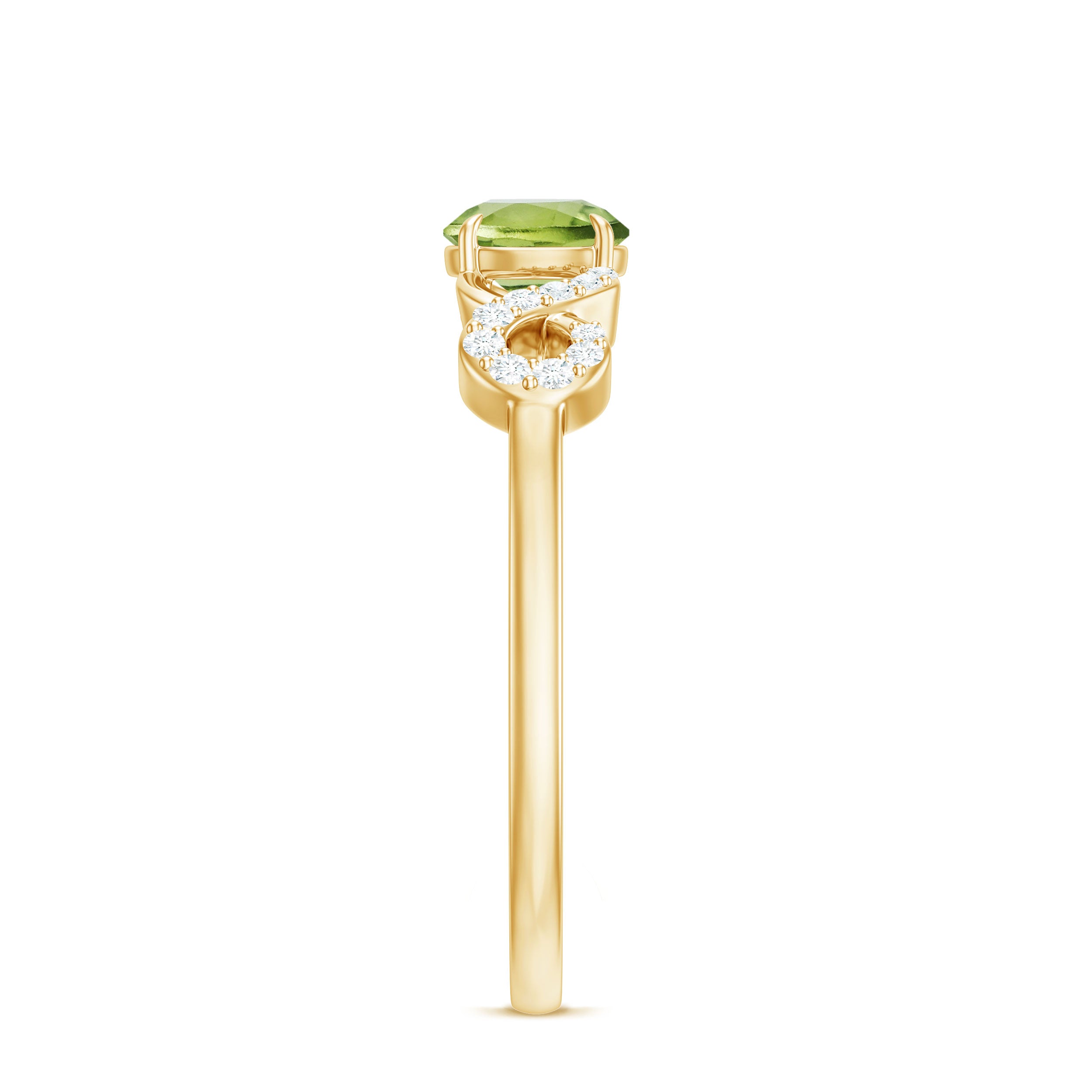 Rosec Jewels-Half Carat Peridot Promise Ring with Diamond Infinity Knot