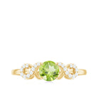 Rosec Jewels-Half Carat Peridot Promise Ring with Diamond Infinity Knot