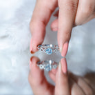 Rosec Jewels-Round Shape Aquamarine and Diamond Infinity Engagement Ring