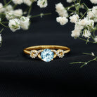 Rosec Jewels-Round Shape Aquamarine and Diamond Infinity Engagement Ring