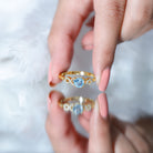 Rosec Jewels-Round Shape Aquamarine and Diamond Infinity Engagement Ring