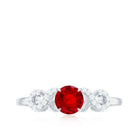 Certified 0.6 Carat Lab Grown Ruby Promise Ring with Diamond Infinity Knot AAAA - Rosec Jewels