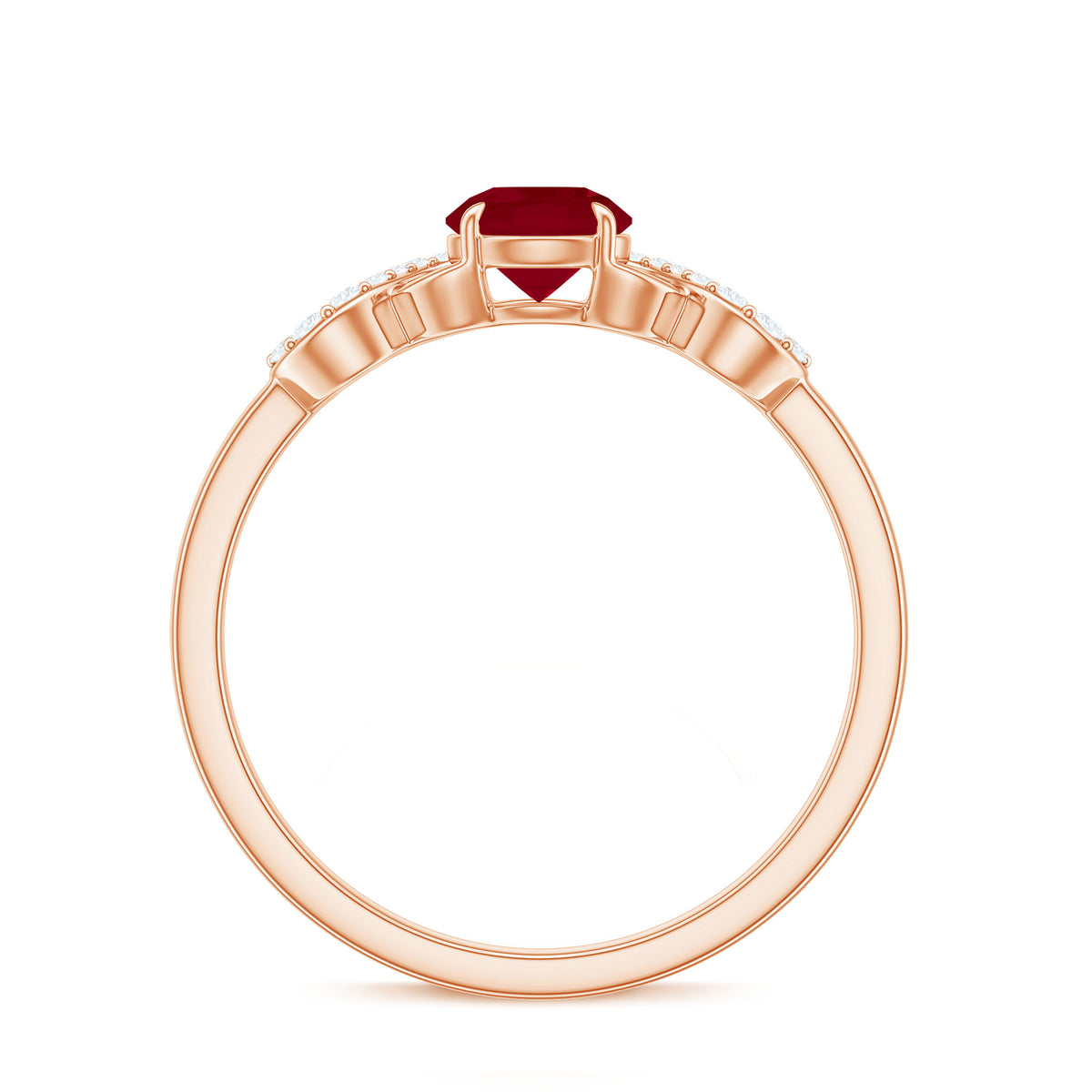 Criss Cross Promise Ring with Ruby and Diamond AAA - Rosec Jewels