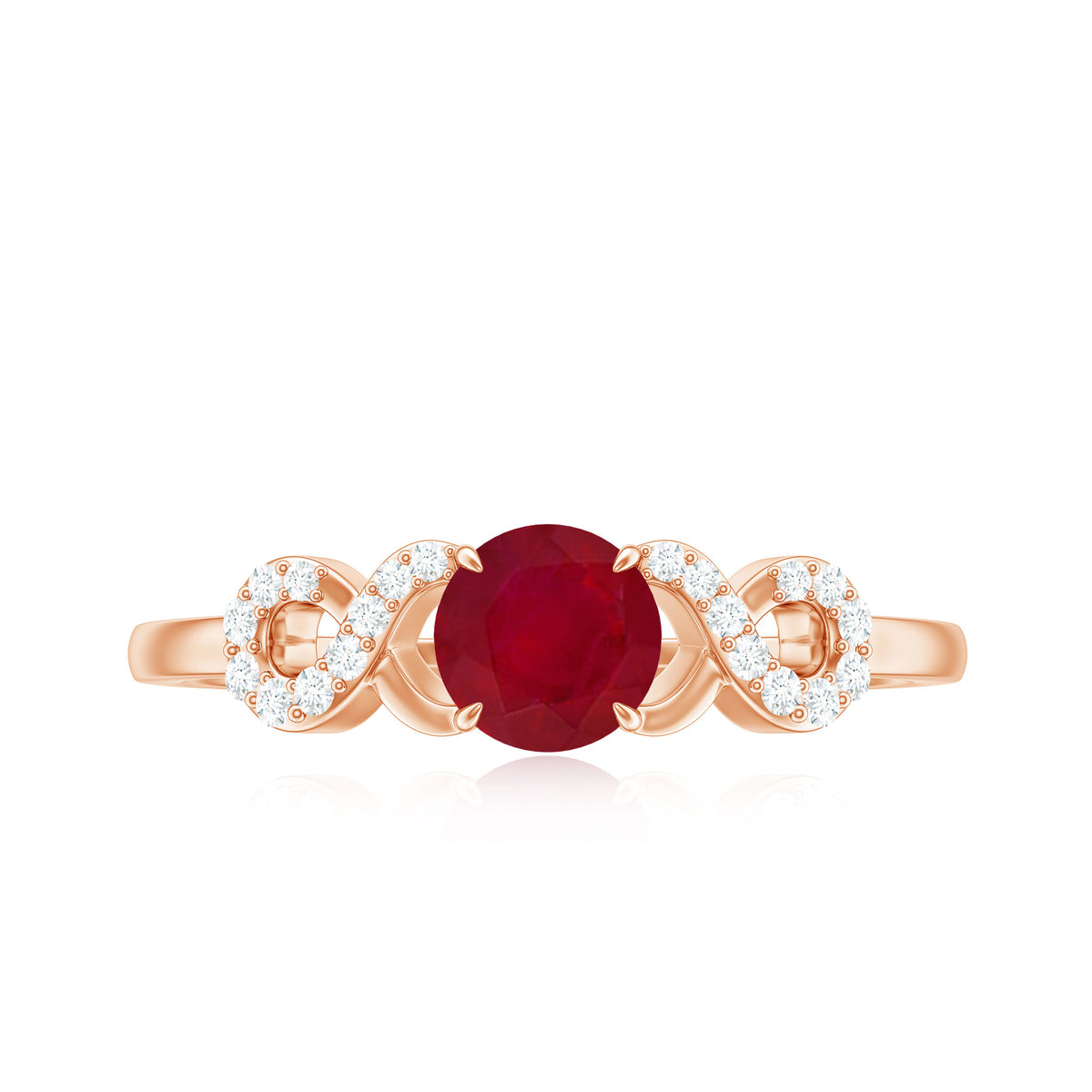 Criss Cross Promise Ring with Ruby and Diamond AAA - Rosec Jewels