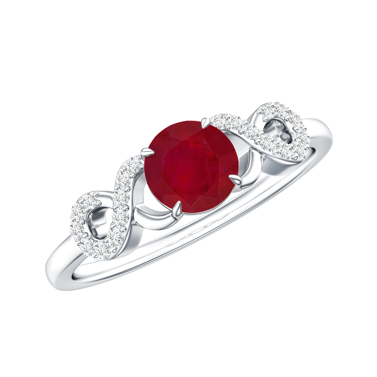 Criss Cross Promise Ring with Ruby and Diamond AAA - Rosec Jewels