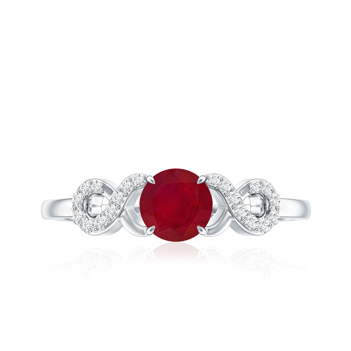 Criss Cross Promise Ring with Ruby and Diamond AAA - Rosec Jewels