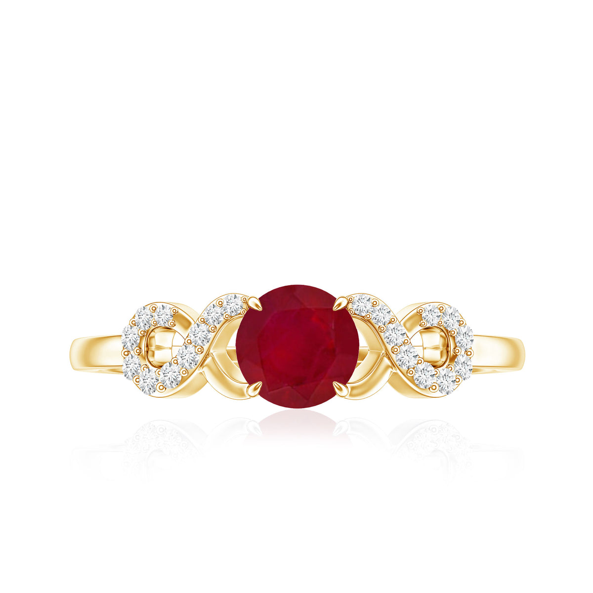 Criss Cross Promise Ring with Ruby and Diamond AAA - Rosec Jewels