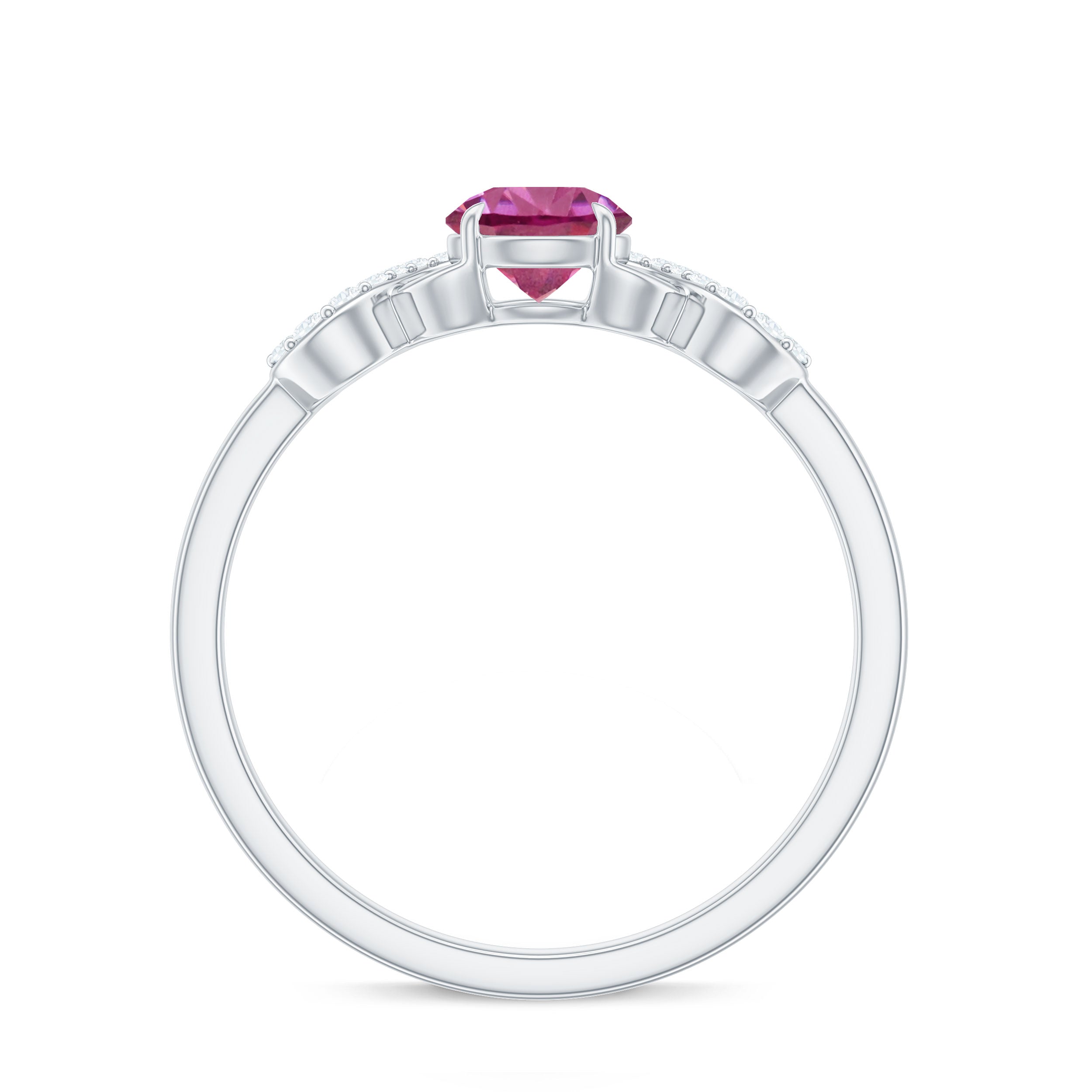 Rosec Jewels-Solitaire Pink Tourmaline Infinity Promise Ring with Diamond
