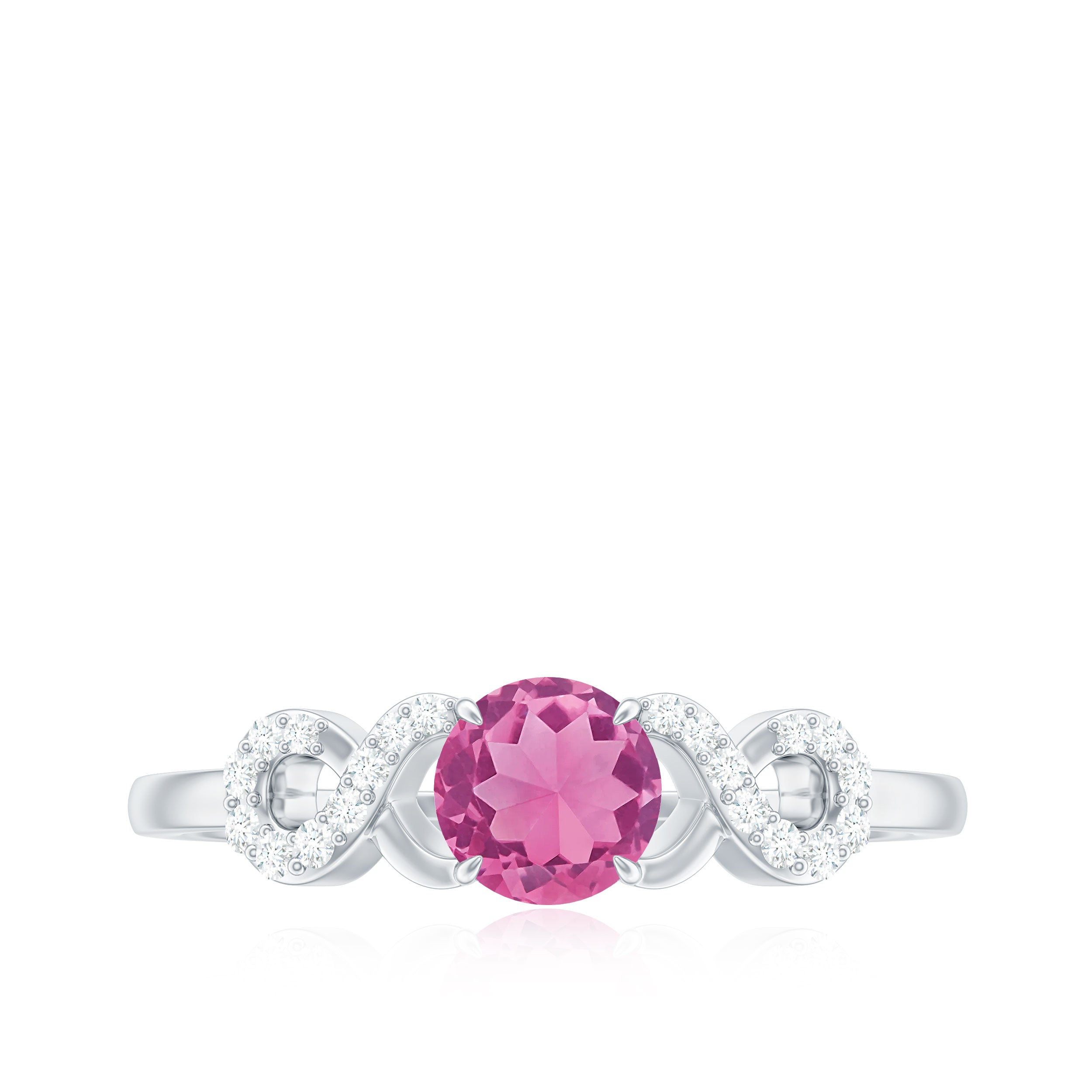 Rosec Jewels-Solitaire Pink Tourmaline Infinity Promise Ring with Diamond