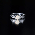 Certified Real Ethiopian Rainbow Opal Diamond Engagement Ring with Criss Cross Shank AAA - Rosec Jewels