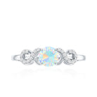Certified Real Ethiopian Rainbow Opal Diamond Engagement Ring with Criss Cross Shank AAA - Rosec Jewels