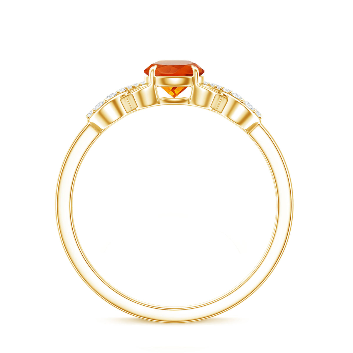 Round Shape Solitaire Fire Opal Infinity Engagement Ring with Diamond AAA - Rosec Jewels