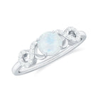 Rosec Jewels-3/4 CT Natural Moonstone Solitaire Ring with Criss Cross Diamond