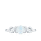 Rosec Jewels-3/4 CT Natural Moonstone Solitaire Ring with Criss Cross Diamond