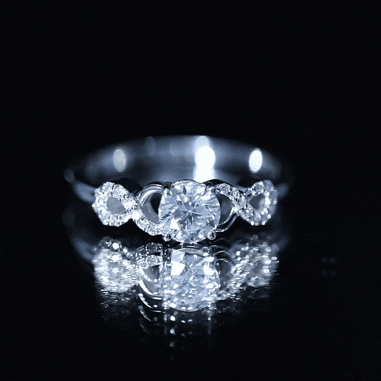 Certified Round Moissanite Infinity Promise Ring for Her D-VS1 - Rosec Jewels