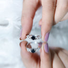 Rosec Jewels-Natural Black Spinel Promise Ring with Diamond Infinity Knot