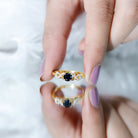 Rosec Jewels-Natural Black Spinel Promise Ring with Diamond Infinity Knot