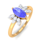 1 CT Marquise Cut Tanzanite and Diamond Promise Ring AAA - Rosec Jewels