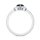 Round London Blue Topaz Floral Engagement Ring with Diamond AAA - Rosec Jewels